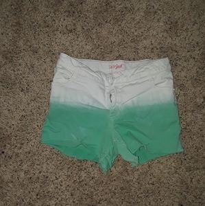 Green and white shorts